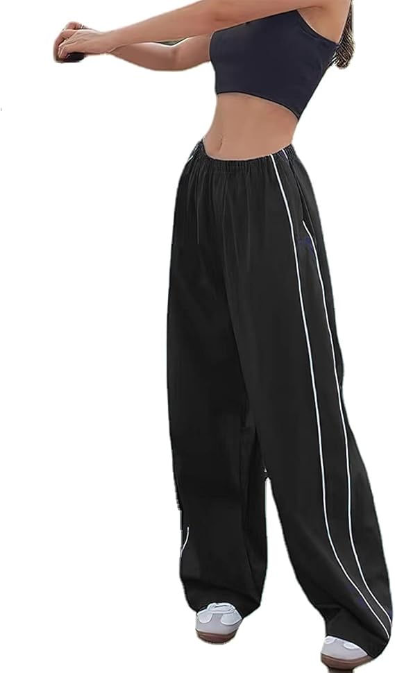 High-Waisted Loose-Fit Athletic Pants｜Slimming Side Stripes・Ultra-Breathable Fabric・Street Style Wide-Leg Trousers