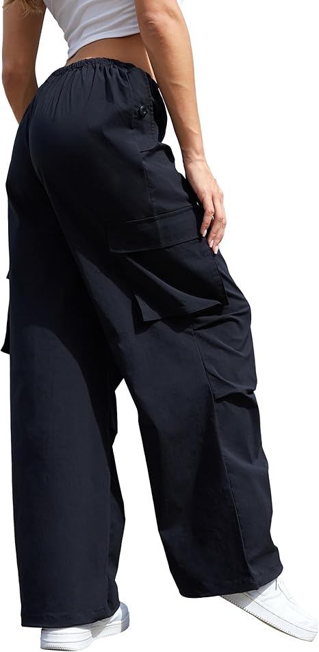 Women’s Utility Cargo Wide-Leg Pants | Relaxed Fit • Multi-Pocket Design • Drawstring Waist