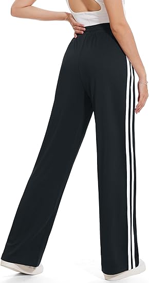 Casual Athletic Wide-Leg Track Pants | Elastic Drawstring Waist · Smooth Drape Fabric · Lightweight & Quick-Dry